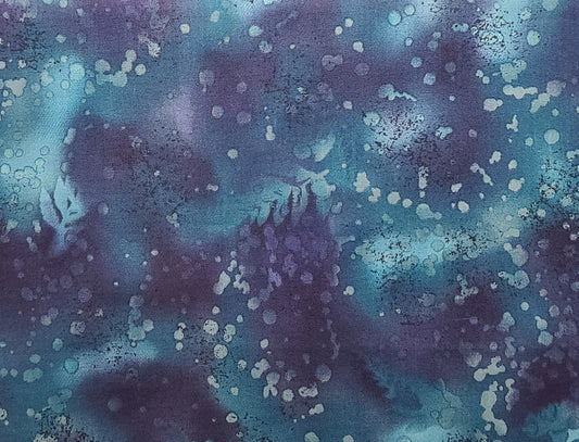 EOB - Impressions by Patricia B Campbell and Michelle L Jack for Benartex - Dark Blue, Teal, Purple Batik-Style Watermark Patterned Fabric