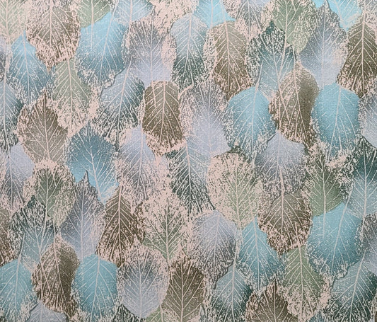 3-D by Hoffman International Fabrics - Aqua, Tan, Olive Leaf Print Fabric