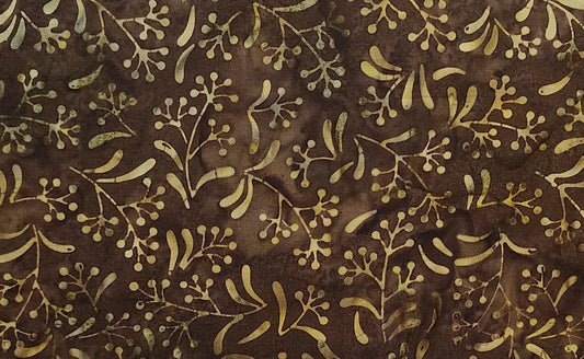 BATIK - Java Batiks MASB06-025 - Dark Brown Tonal Fabric / Tan Tonal Vine Tjap