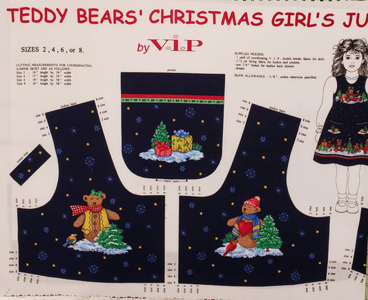 Teddy Bears Christmas Girl's Jumper COMPLETE Kit  A V.I.P. Print Cranston Print Works
