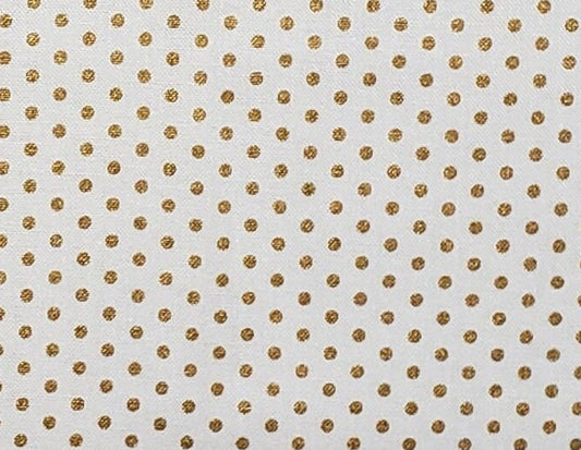 EOB - Spot On - Design #12873 by Robert Kaufman - Cream Fabric with Metallic Gold Spots