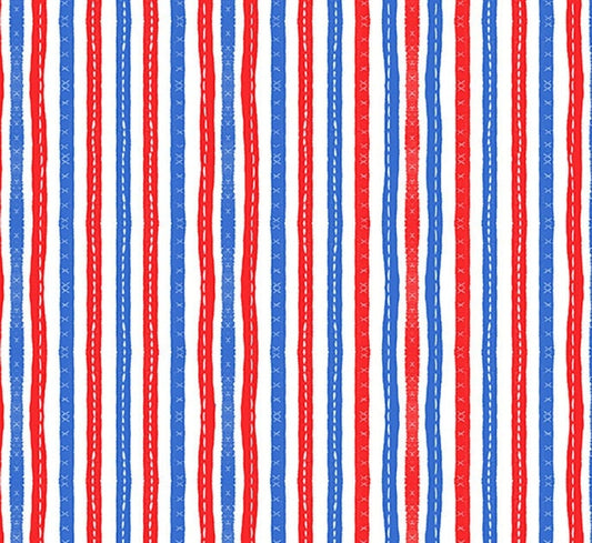 America The Beautiful by Heatherlee Chan for Clothworks - Stitched Stripes - Multi Color