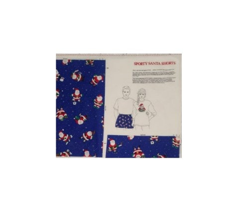 PROJECT - Sporty Santa Shorts (S M or L) by VIP Cranston Print Works - Includes Complete Instructions and Bonus Applique - Measures ~36"x58"
