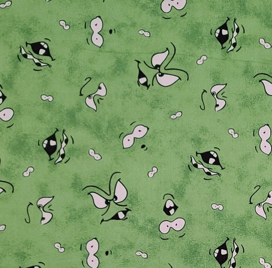 1720 Home for the Holidays by Perry Wake by Maywood Studio - Green Tonal Fabric / Black and White "Spooky Eye" Print