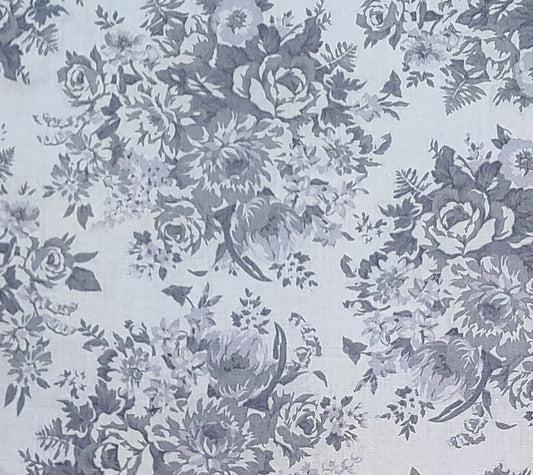 MBT Inc 108" WIDE Light Blue Fabric / Blue Multi-Tone Flower Silhouette Print