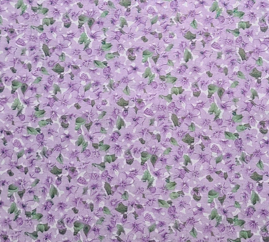 1059 Primrose Quilters Only Springs Creative Products Group LLC - White Fabric / Lavender, Green Flower Print