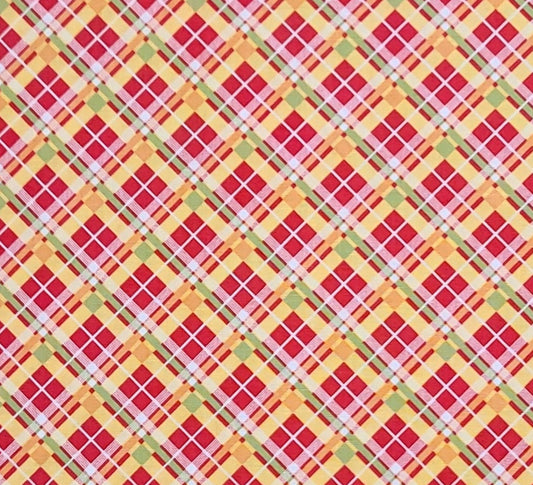 Annie's Retro Plaid LH10069 Holly Holderman for Lakehouse Drygoods - Red, Orange, Yellow, White, Bright Green Retro Plaid Print Fabric