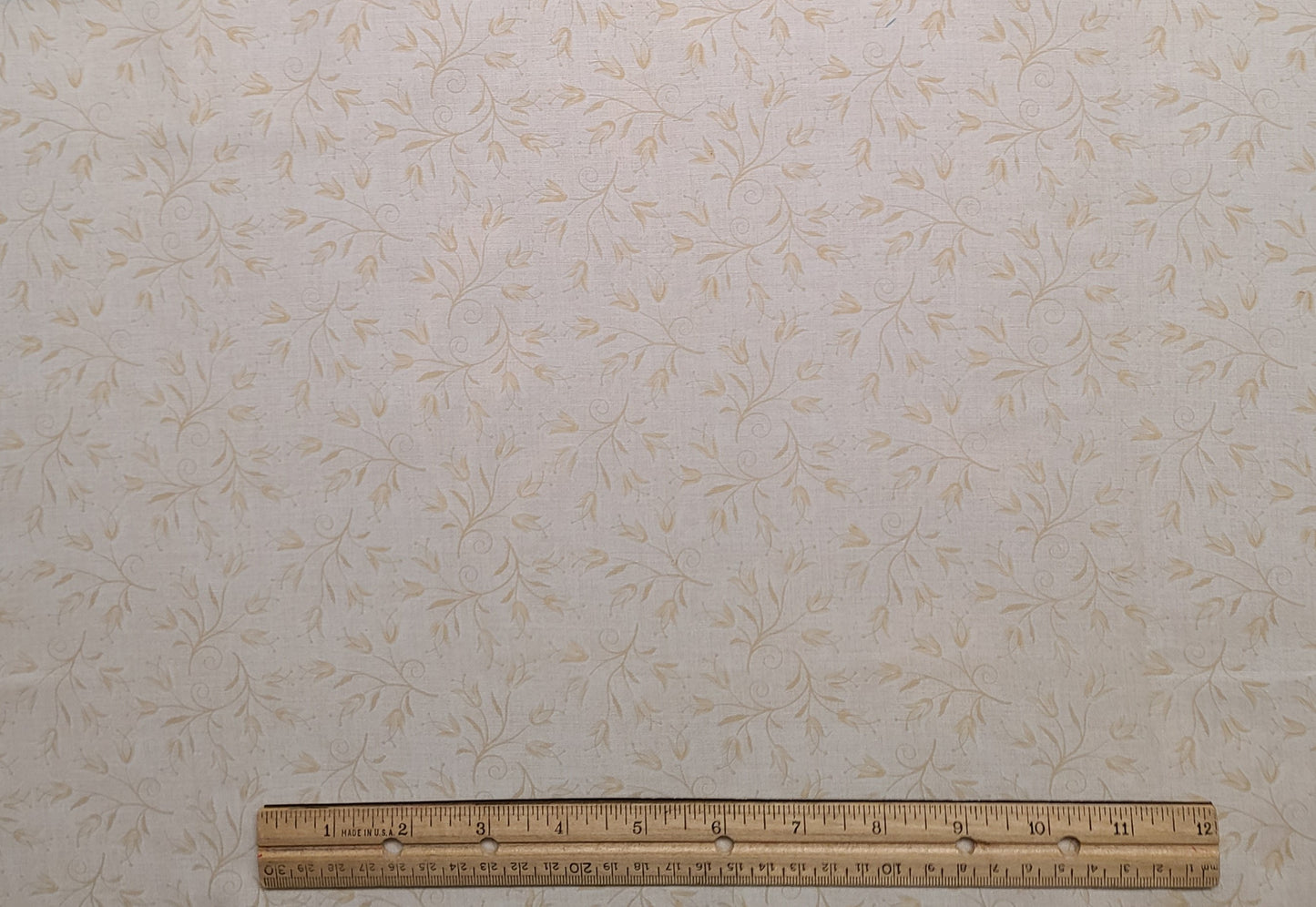 P&B Textiles 2003 - Pale Gold Textured Background Fabric / Tone-on-Tone Flower Vine Print