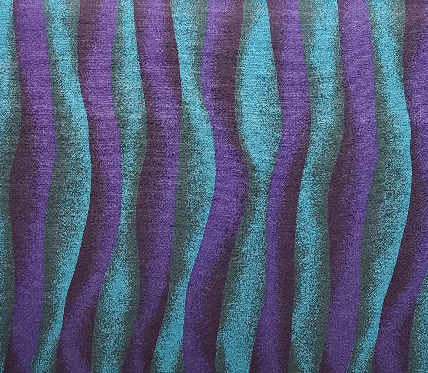 John Kaldor Fabric Maker - Purple, Green, Teal Vertical Wavy Stripe (Parallel to Selvage) Fabric