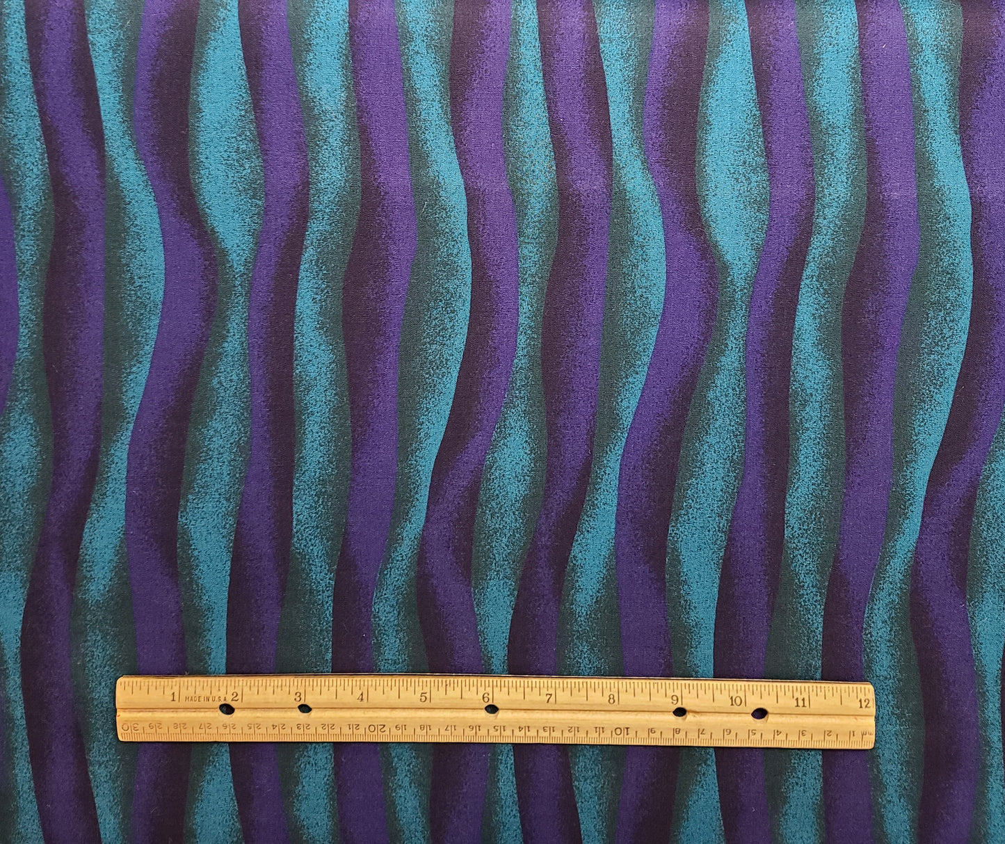 John Kaldor Fabric Maker - Purple, Green, Teal Vertical Wavy Stripe (Parallel to Selvage) Fabric