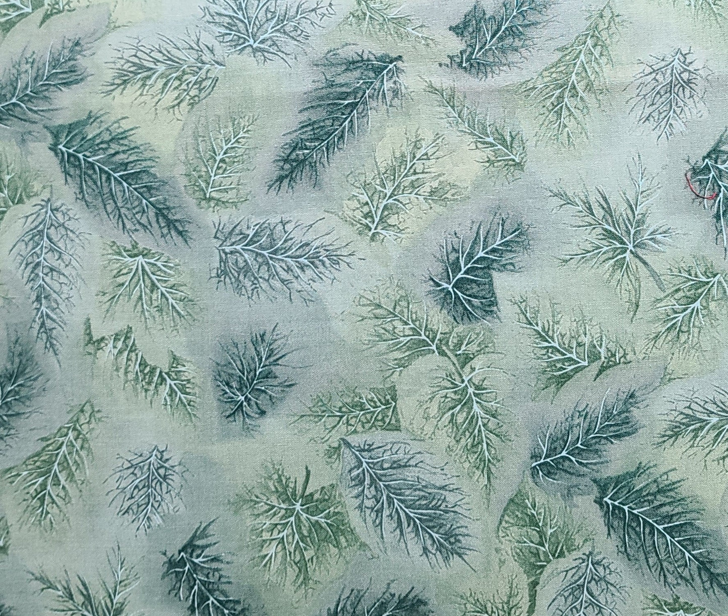 Material Resources Leaves by Julie Golimowski Newport Quilt for Clothworks - Green Tonal, Blue/Green, Green Tossed Leaf Print Fabric