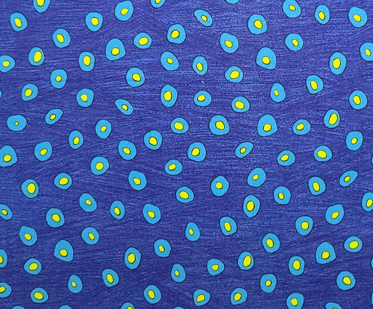 Jan Mullen for Marcus Brothers Textiles Inc - Blue Brushstroke Fabric / Bright Blue, Bright Green Circle Print