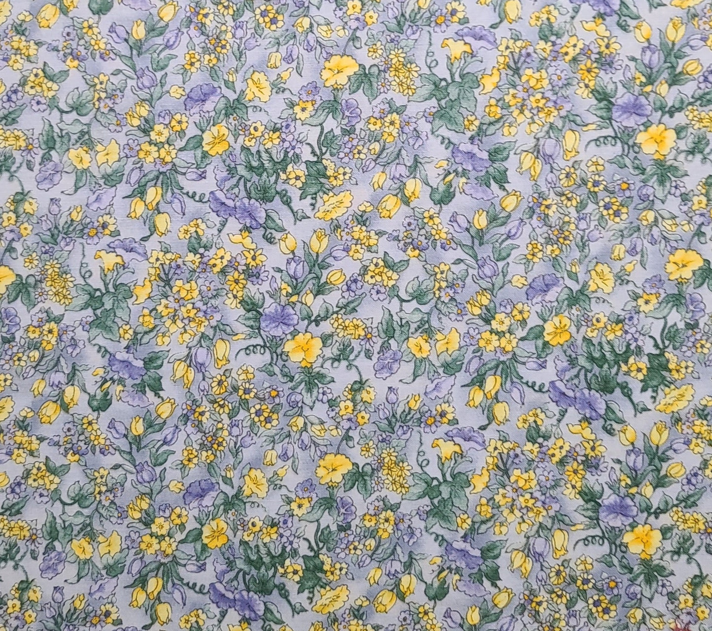 Fantasies by Hoffman International Fabrics - Pale Blue Fabric / Yellow, Lavender, Green Flower Print