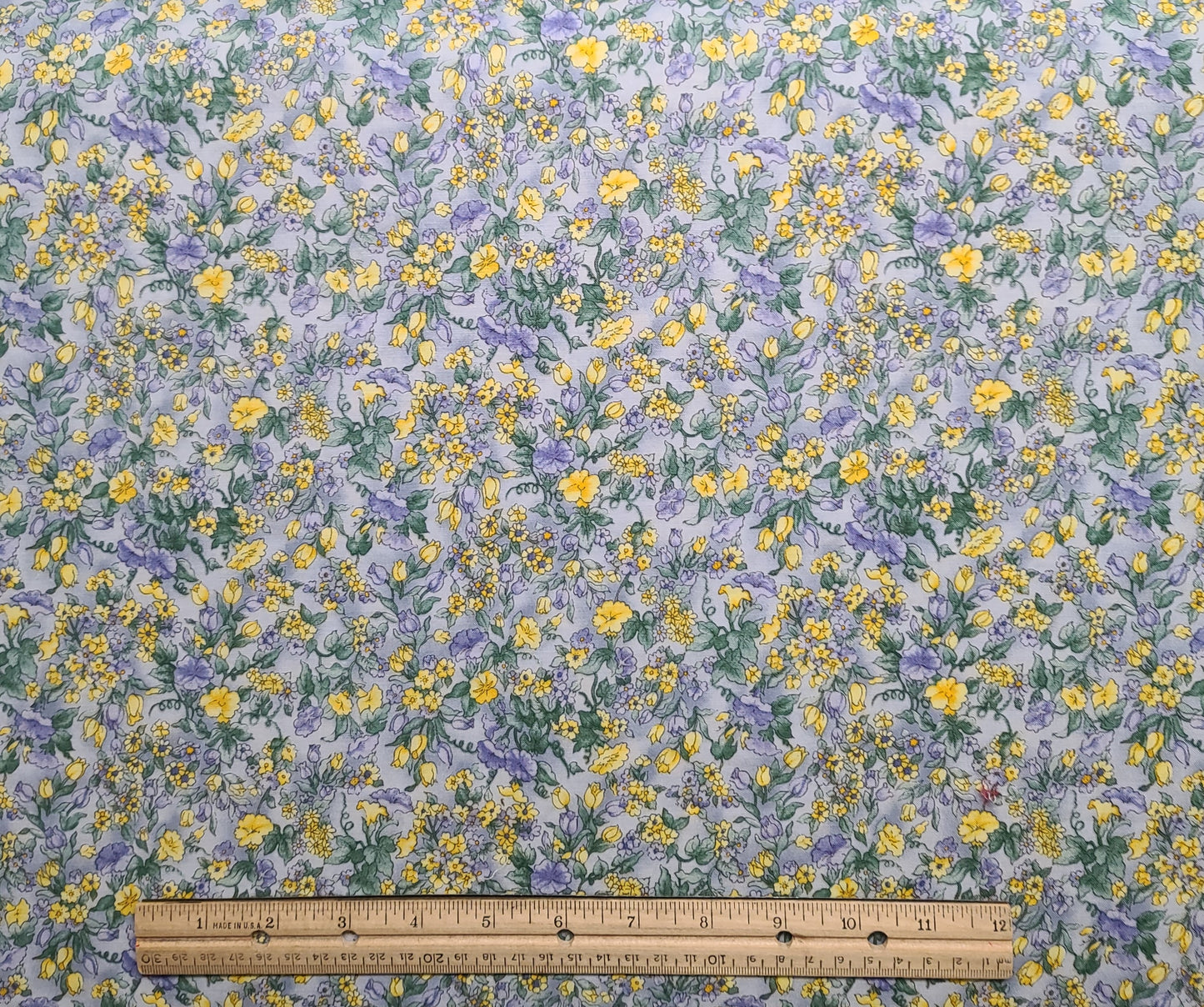 Fantasies by Hoffman International Fabrics - Pale Blue Fabric / Yellow, Lavender, Green Flower Print