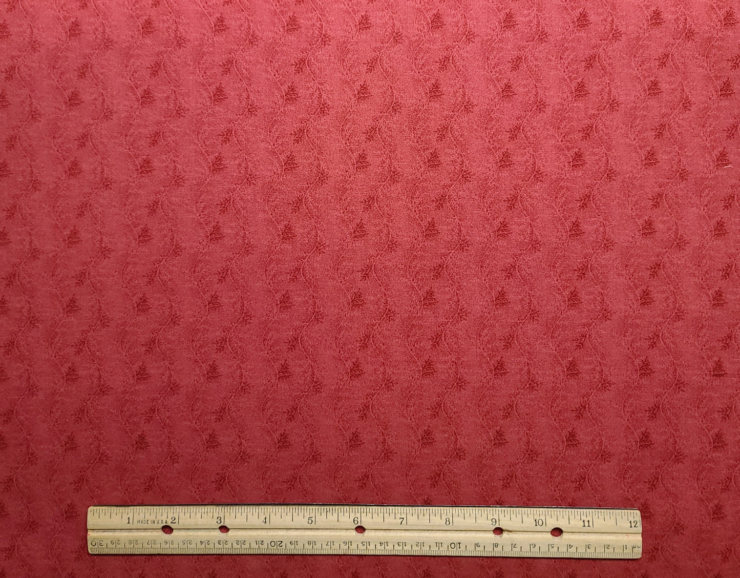 EOB - Designs by Kona Bay Fabrics - Dark Rose Tone-on-Tone Flower and Vine Vertical Stripe (Parallel to Selvage) Fabric