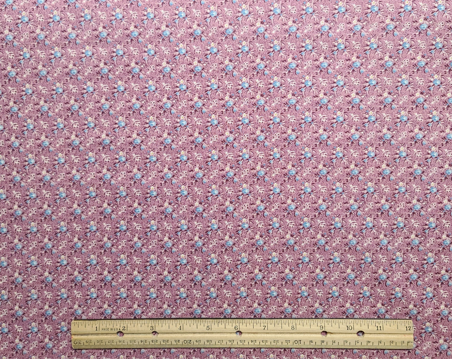 EOB - General Fabrics Company - Pink Fabric / Maroon, Light Blue, White Flower Print