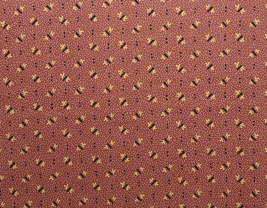 EOB - Laura's Garden by Thimbleberries for RJR Fashion Fabrics - Barn Red Fabric / Gold and Black Print