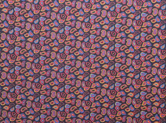 EOB - VIP Cranston Print Works - Black Fabric / Dark Red, Blue, Gold Paisley Print