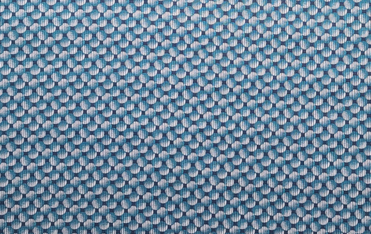 EOB - Cranston Printworks - Dark Blue Fabric / Bright Aqua, Gray Circle / Dark Blue Vertical Stripe (Parallel to Selvage) Fabric