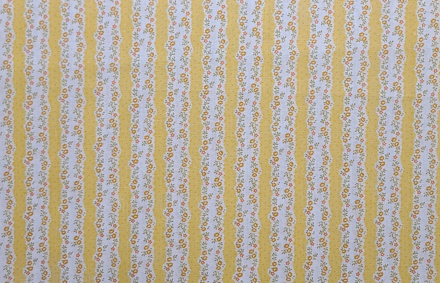 EOB - Wamsutta / Pacific - Yellow and White Flower Vertical Stripe (Parallel to Selvage) Fabric