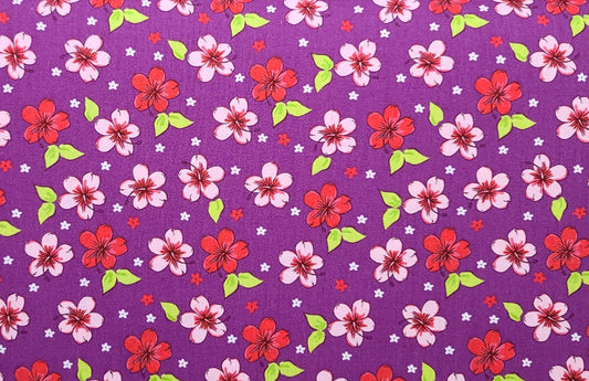 EOB - JoAnn Fabrics - Bright Purple Fabric / Red, Pink, White Flower Print