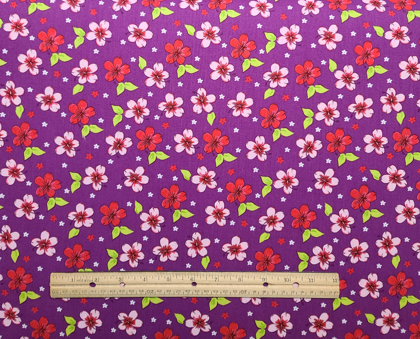 EOB - JoAnn Fabrics - Bright Purple Fabric / Red, Pink, White Flower Print