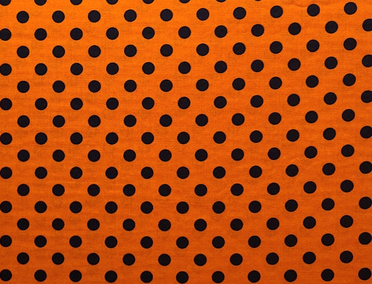 EOB - RTC Fabrics - Orange Fabric / Black Polka Dot Print