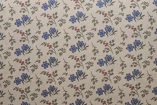 EOB - Welcome Home by Thimbleberries for RJR Fashion Fabrics - Tan Fabric / Blue, Red, Green Flower, Leaf Print