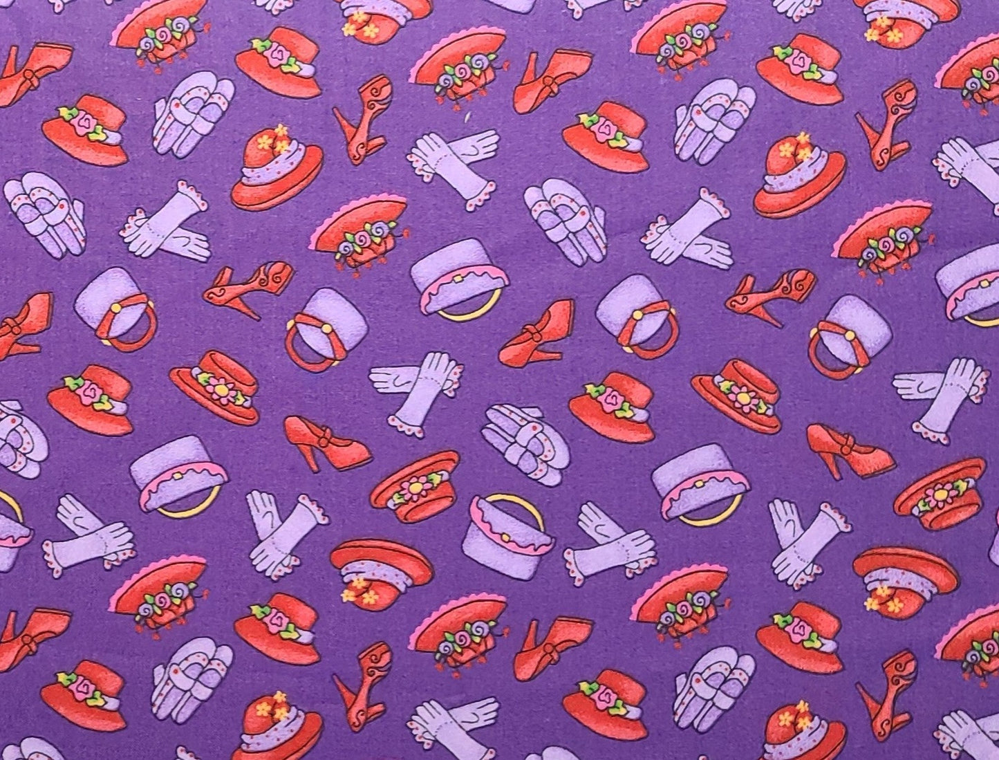 EOB - Dianna Marcum for Marcus Brothers Textiles - Purple Fabric / Red Hat Society / Red Hat, Lavender Glove and Purse Print