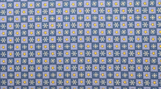 EOB - Trena Hegdahl for General Fabrics Co - Periwinkle and Blue 1/2" Block Print / Snowflake and Gold Stars