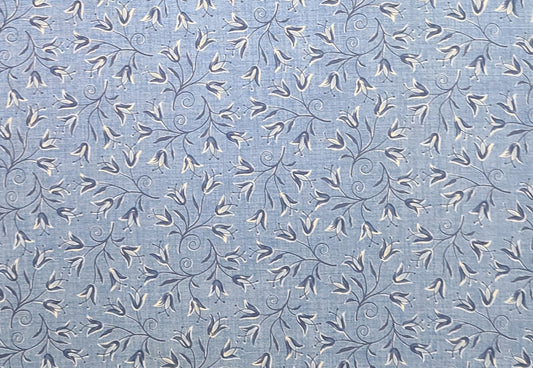 EOB - Scrap Bag Treasures by Piece O' Cake Designs for P&B Textiles 2003 - Blue "Chambray" Fabric / Blue, White Flower Print