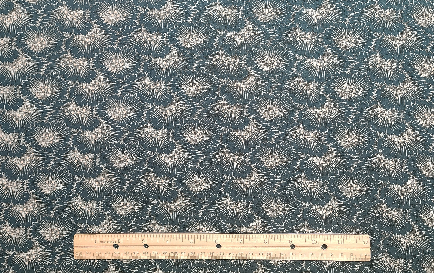 EOB - Dark Green Fabric / Cream Print - Selvage to Selvage Print