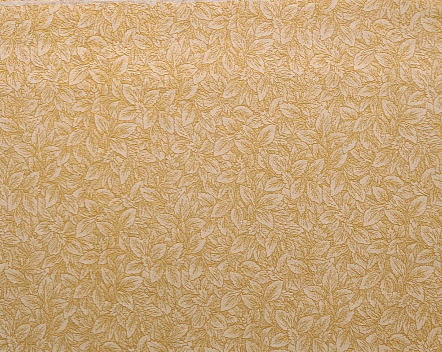 EOB - Roberts Floral Garden by RJR Fabric 2003 - Gold Tonal Leaf Print Fabric