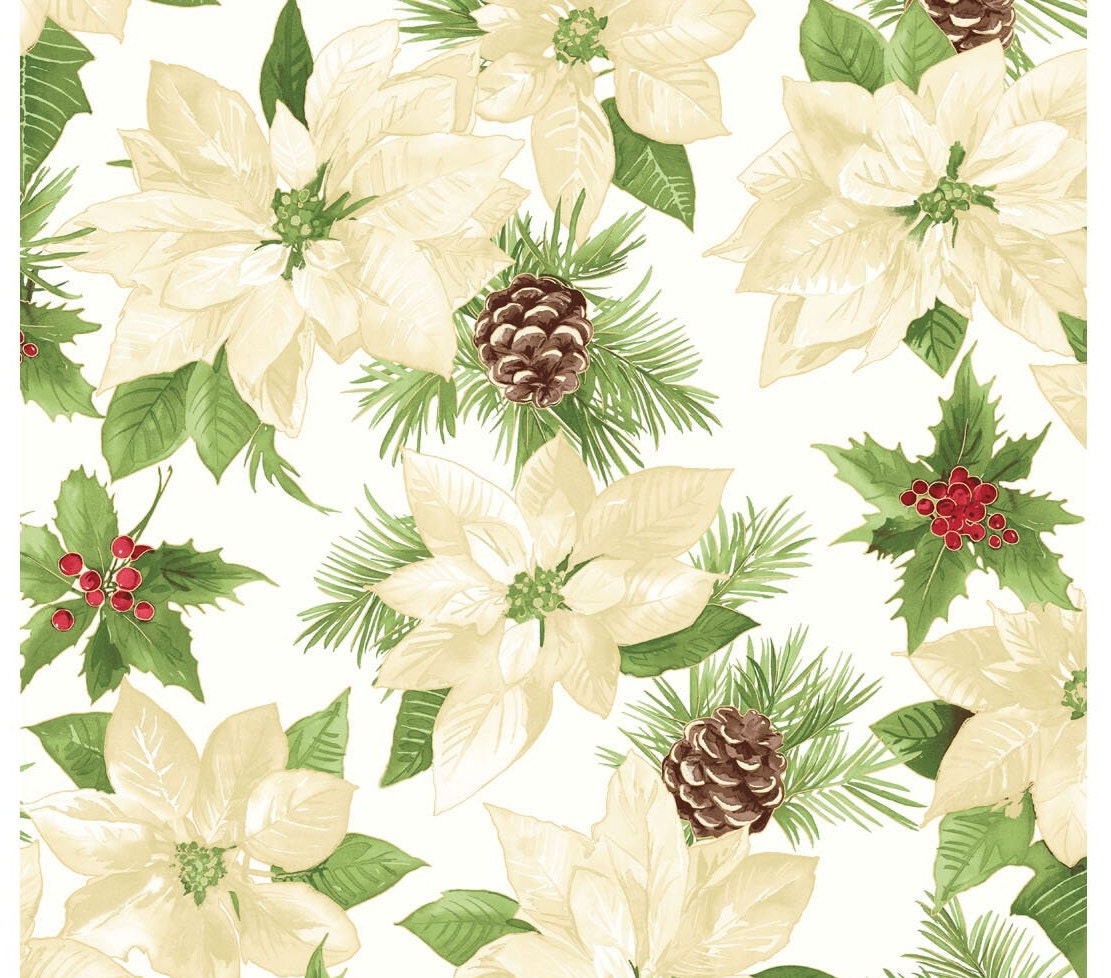 Glad Tidings by Maywood Studio - Poinsettia - White