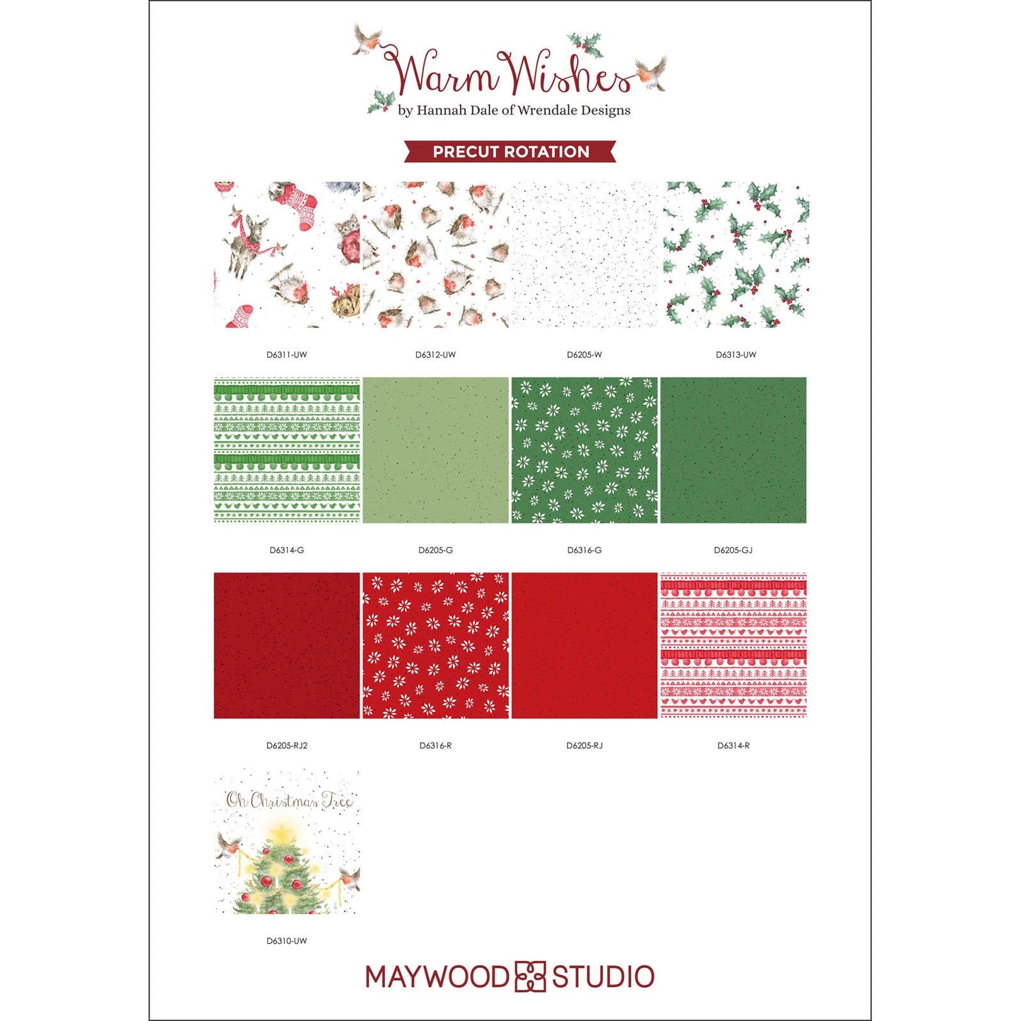 Warm Wishes by Hannah Dale of Rendale Designs for Maywood Studio - Sweater Stripe Fabric - Green