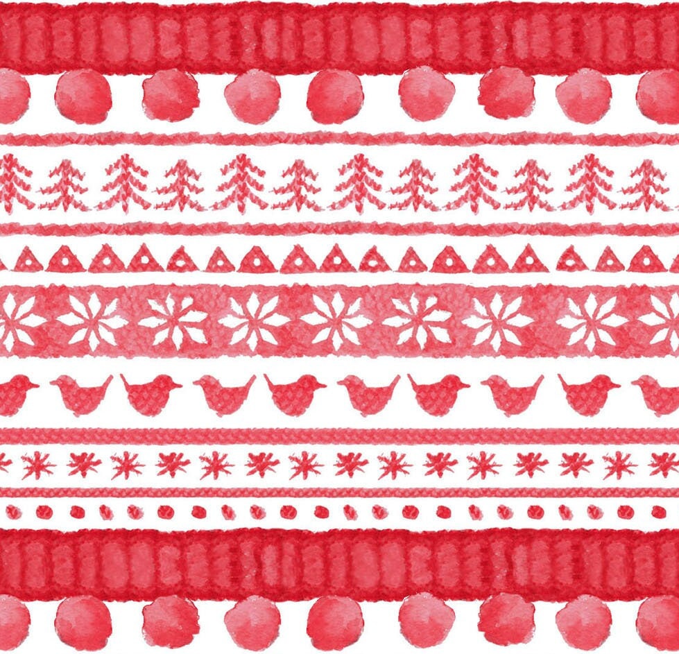 Warm Wishes by Hannah Dale of Rendale Designs for Maywood Studio - Sweater Stripe Fabric - Red