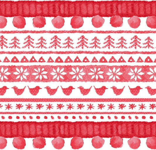 Warm Wishes by Hannah Dale of Rendale Designs for Maywood Studio - Sweater Stripe Fabric - Red