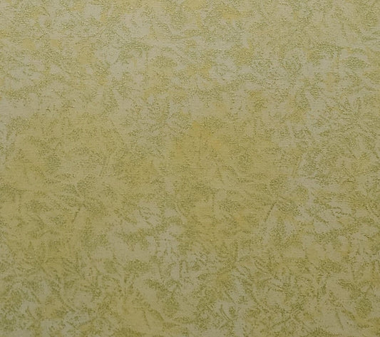 ME Hordyszynski D#CM376 Fairy Frost Michael Miller Fabrics - Yellow & Pale Yellow Tonal Fabric / Pale Green Foil Leaf Print / Allover Frost