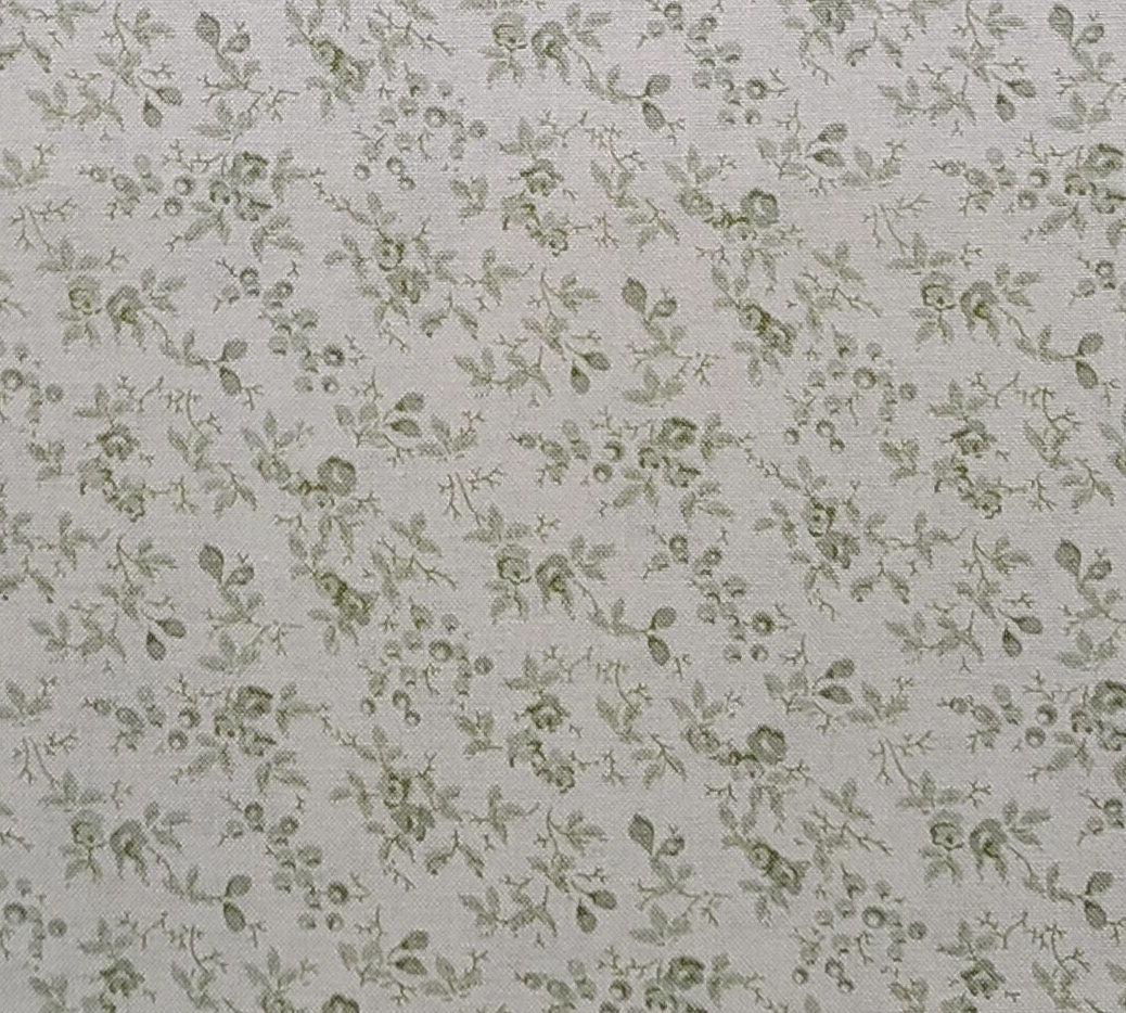 Sweet Bed of Roses #2950 by Ro Gregg for Northcott Quest for a Cure - Pale Green Fabric / Tonal Tiny Rose Print