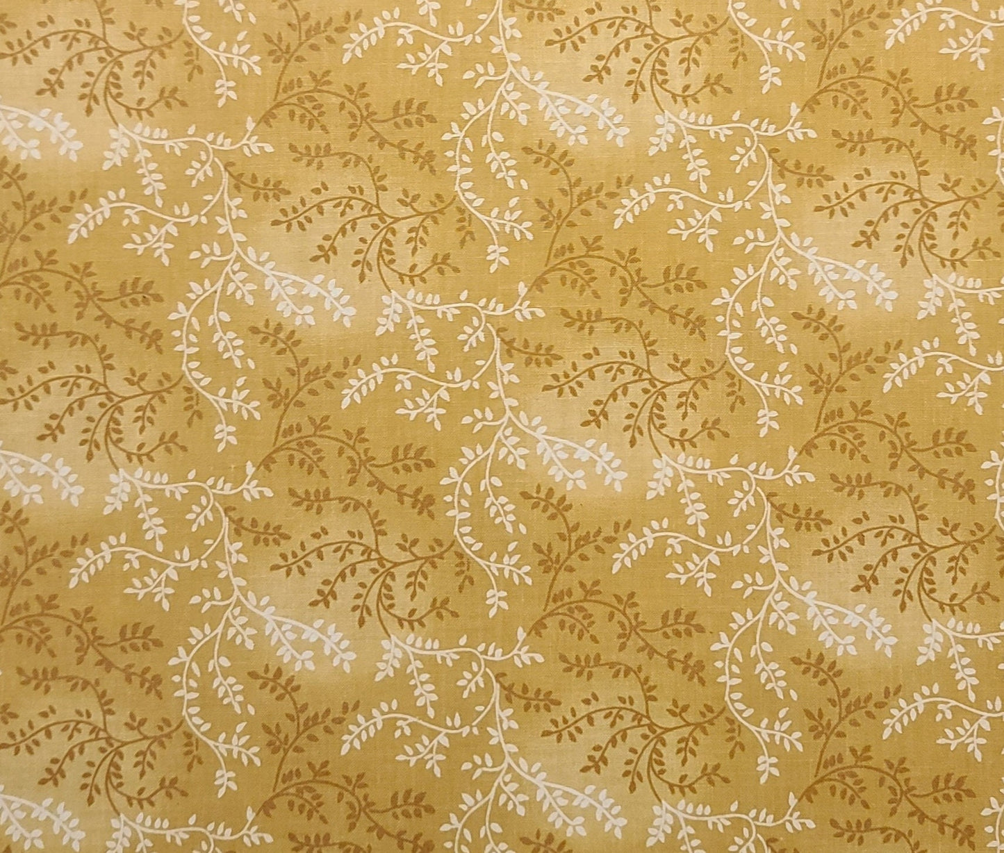 Gold Tonal Fabric / Light Brown and Gold Vine Print