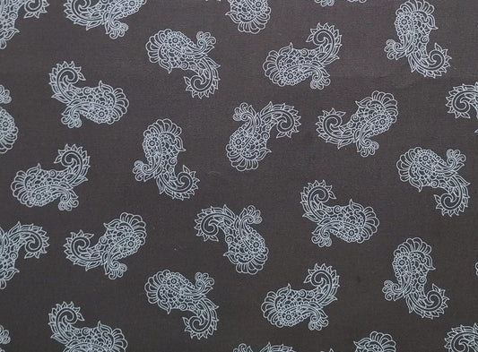 Black Fabric / Gray Paisley Print.