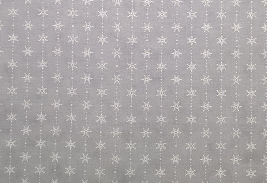 Homegrown Holidays Deb Strain Moda #19946 - Pale Gray Tonal Fabric / Soft White Snowflake, Dot Vertical Stripe (Parallel to Selvage) Fabric