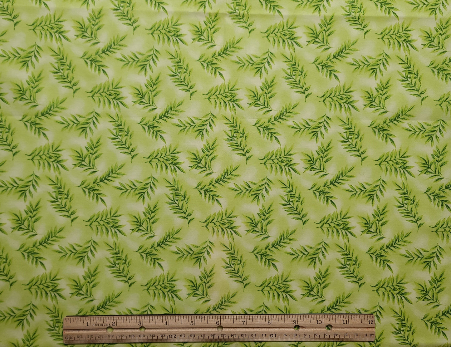 TK68-30-168 Galaxy Collection EE Schenck Co - Bright Green Tonal Fabric / Scattered Leaf Print