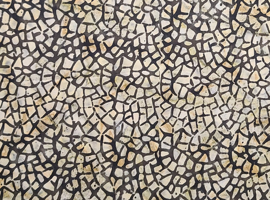 BATIK - Dark Brown Fabric / Taupe, Gray, Tan Mosaic Tjap