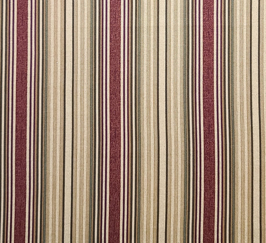 Kaye England for Benartex Style 1327 - Gold, Burgundy, Green Vertical Stripe (Parallel to Selvage) Fabric