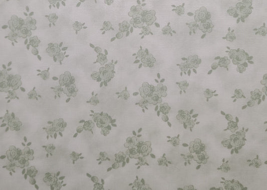 Tea Rose by Crab Apple Hill Studio for Henry Glass & Co Pattern 1461 - Pale Green Tonal Fabric / Tone-on-Tone Scattered Flower Print