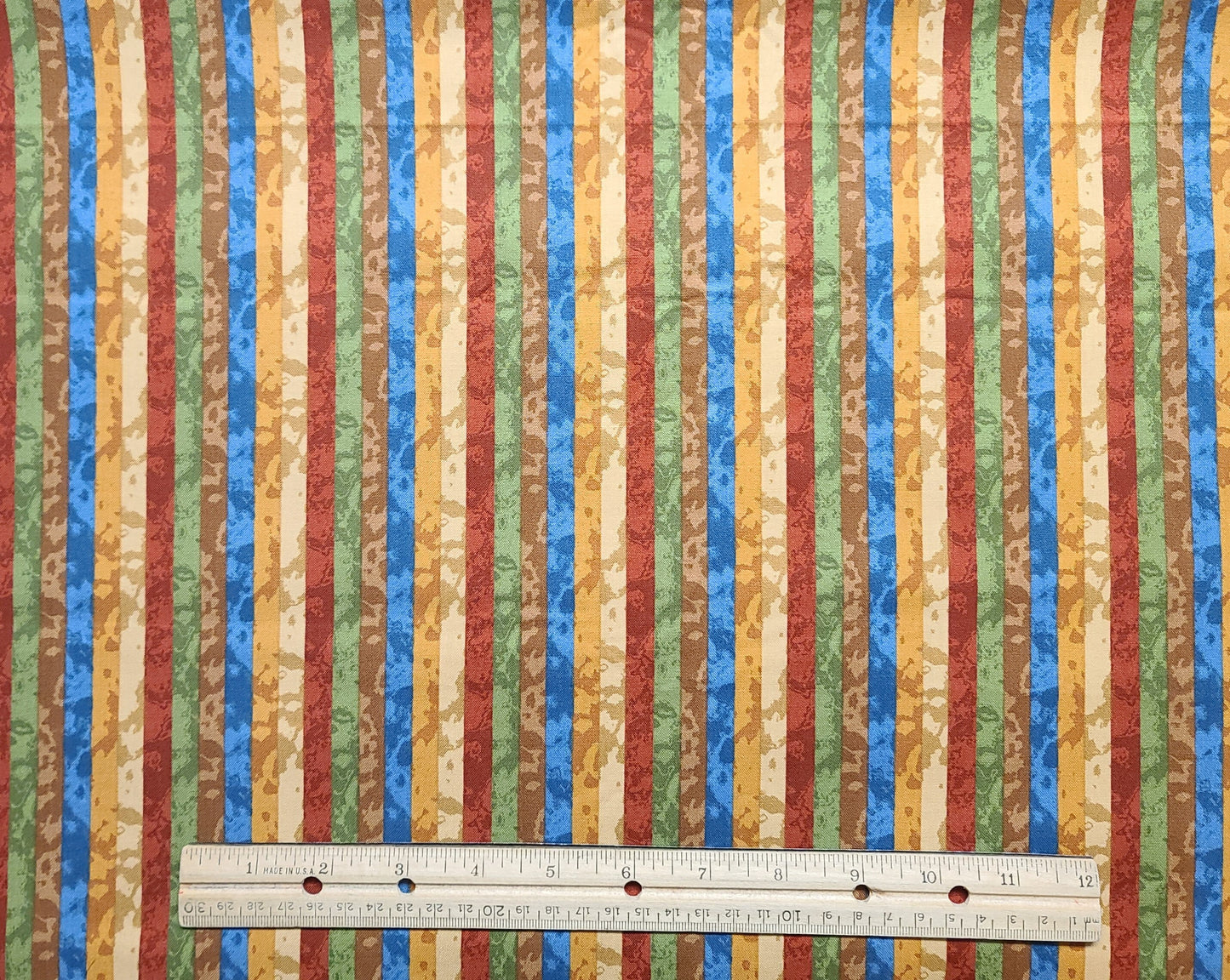 EOB - Animals Around the World #3904 Sunshine Cottage Northcott - Brown, Gold, Green, Blue, Red Tonal Border Stripe Fabric