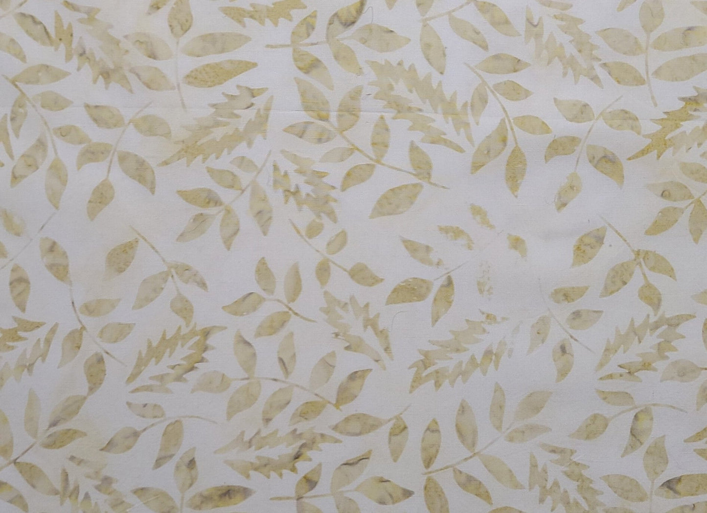 BATIK - White Fabric / Light Tan Leaf Tjap