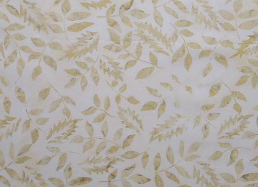 BATIK - White Fabric / Light Tan Leaf Tjap