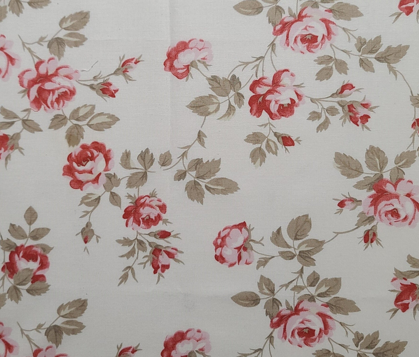 Petal by Tanya Whelan for Free Spirit Westminster Fibers PWTW058 Scattered Roses - White Fabric / Red, Pink, Taupe Rose Print